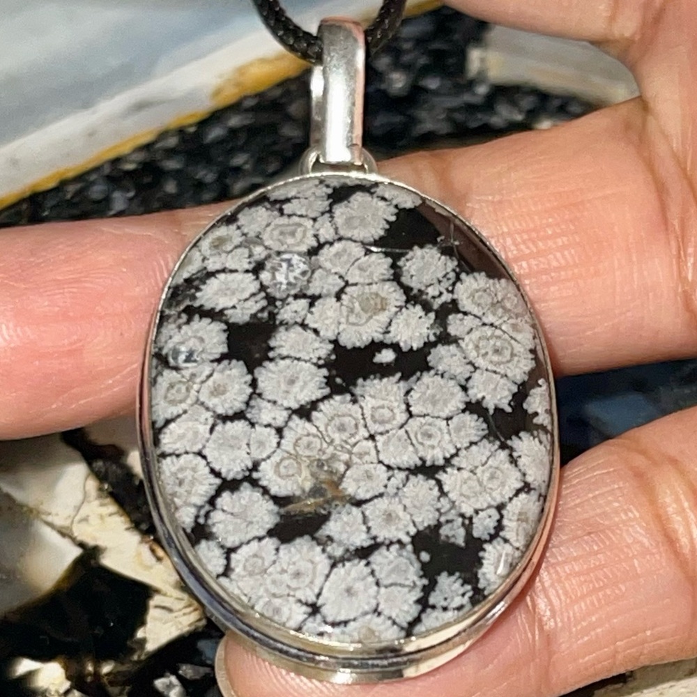 Snowflake Obsidian Pendant 2” - Picture 6 of 15